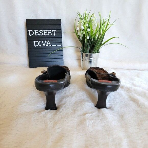 Goffredo Fantini Womens Shoes Leopard Print 36 Mules Genuine Italian Leather - Picture 5 of 9